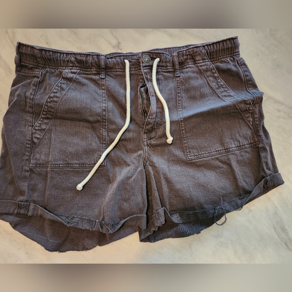AE Black Denim Elastic Waist Shorts